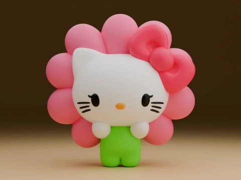 Sanrio kat Hallo Kitty bloem 3D printmodel
