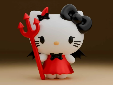 Sanrio kat hello kitty demon voor halloween speelgoed 3D printmodel