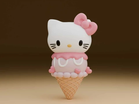 Sanrio cat hello kitty ijsje voor de zomer 3D printmodel