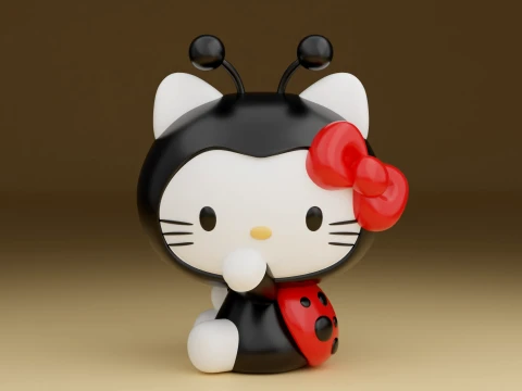 Sanrio kat Hello Kitty en lieveheersbeestje kostuum 3D printmodel