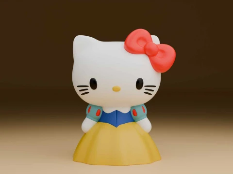 Sanrio kat Hello Kitty en sneeuwwitje kostuum 3D printmodel