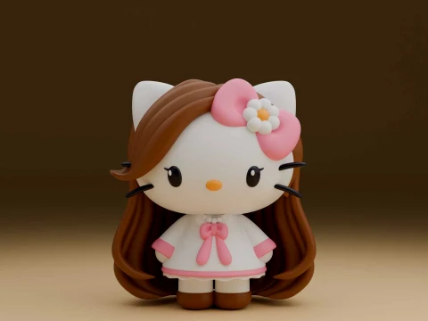 Sanrio kat Hallo Kitty meisje 3D printmodel