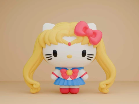 Sanrio cat hello kitty and sailor moon costume 3D Print Model
