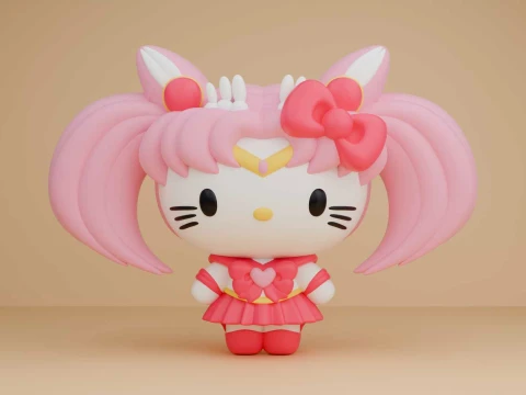 Sanrio cat hello kitty and sailor moon costume 3D Print Model