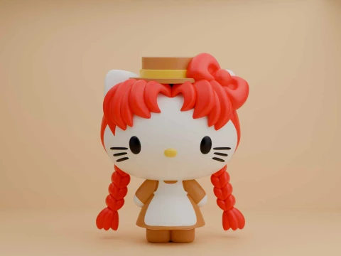 Sanrio kat Hallo Kitty Anne Shirley kostuum 3D printmodel