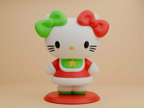 Sanrio kat Hallo Kitty voor kerstcadeau 3D printmodel