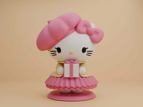 Sanrio kat Hallo Kitty voor kerstcadeau 3D printmodel