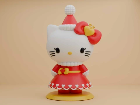Sanrio kat Hallo Kitty voor kerstcadeau 3D printmodel
