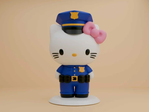 Déguisement de chat Sanrio Hello Kitty et police Modèles 3D en vedette