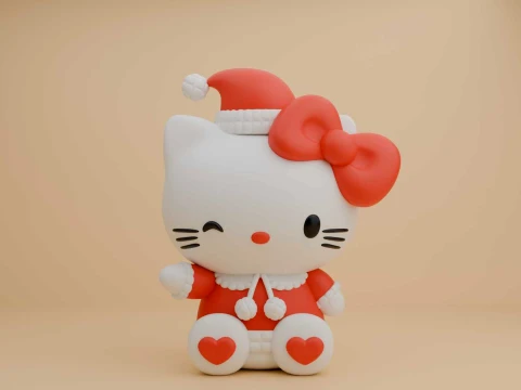 Sanrio kat Hallo Kitty voor kerstcadeau 3D printmodel