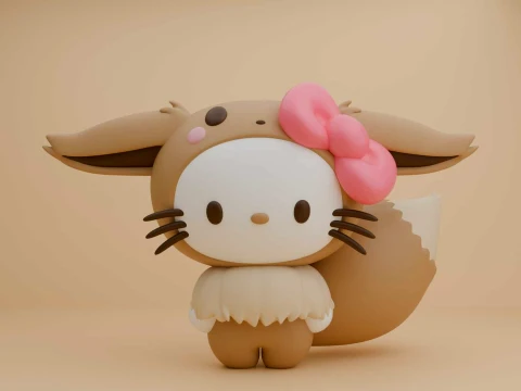 Sanrio cat hello kitty and pokemon eevee costume 3D Baskı Modeli