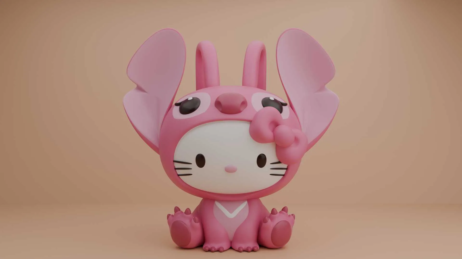 Sanrio cat hello kitty and pink stitch costume 3D Print Model .c4d .max .obj .3ds .fbx .stl .blend 