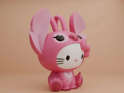 Sanrio cat hello kitty and pink stitch costume 3D Print Model