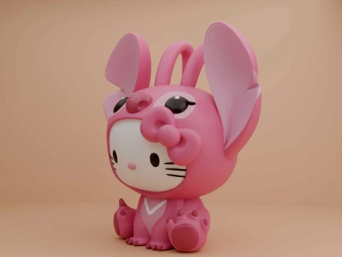 Sanrio cat hello kitty and pink stitch costume 3D Print Model