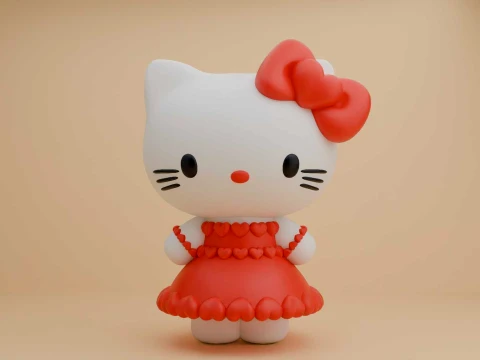 Sanrio kat Hallo Kitty en hart voor Valentijnscadeau 3D printmodel