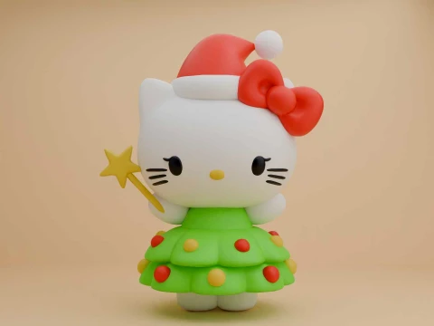 Sanrio kat Hello Kitty voor kerstboomdecoratie 3D printmodel