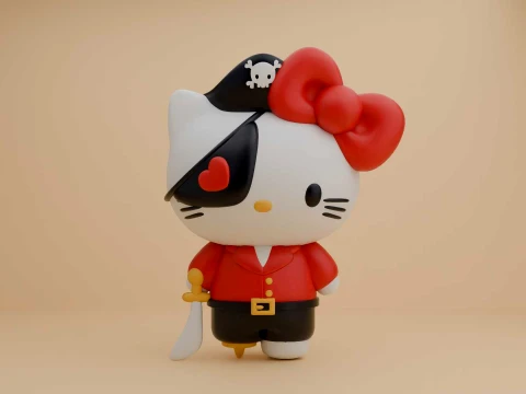 Sanrio cat hello kitty pirate costume Modello di stampa 3D