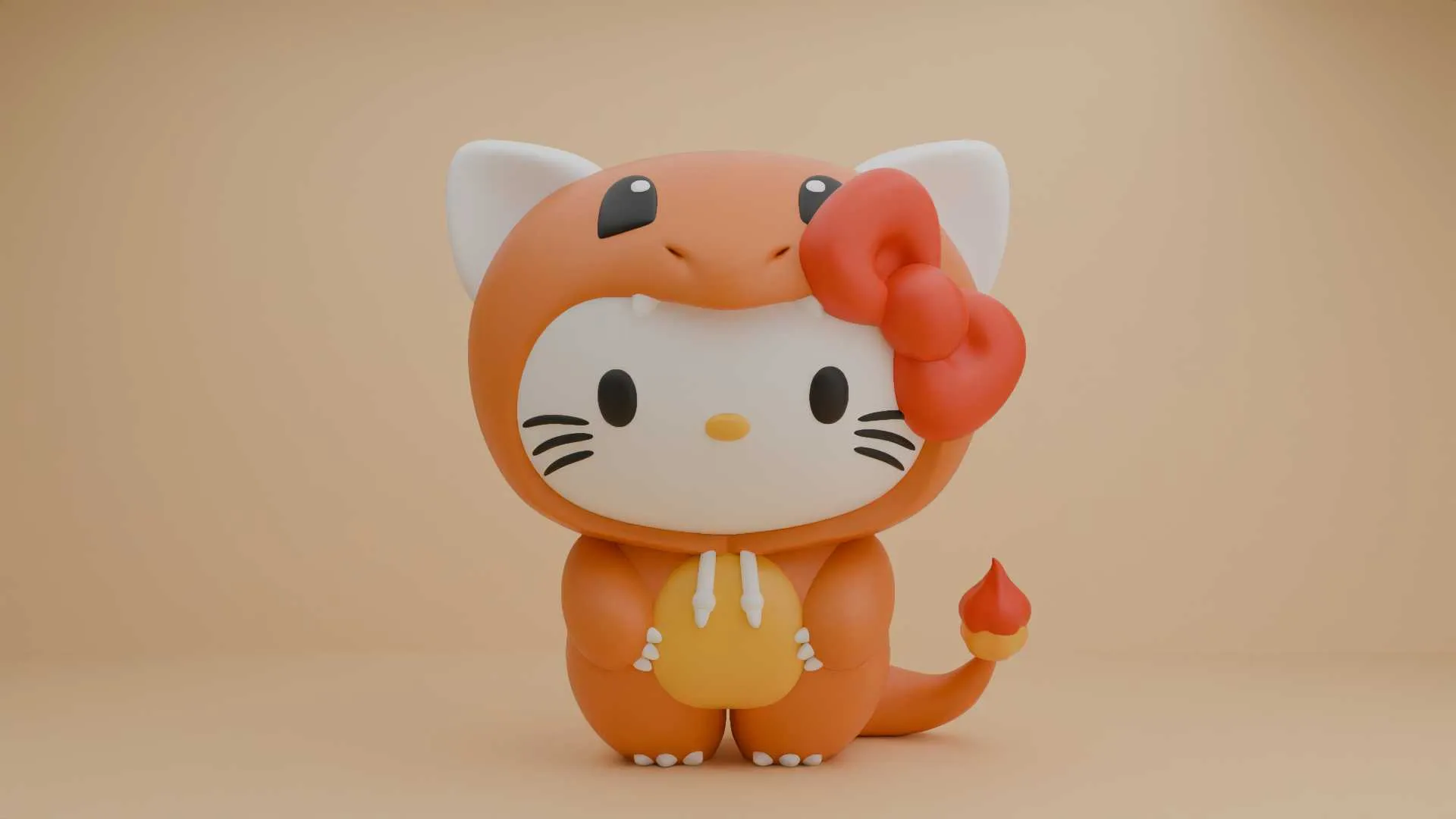 Sanrio cat hello kitty and pokemon charmander costume 3D Print Model .c4d .max .obj .3ds .fbx .stl .blend 