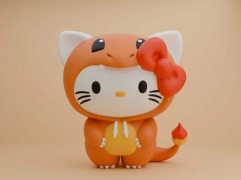 Fantasia de gato sanrio hello kitty e pokémon charmander Modelo de Impressão 3D