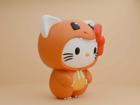 Sanrio cat hello kitty and pokemon charmander costume 3D Print Model