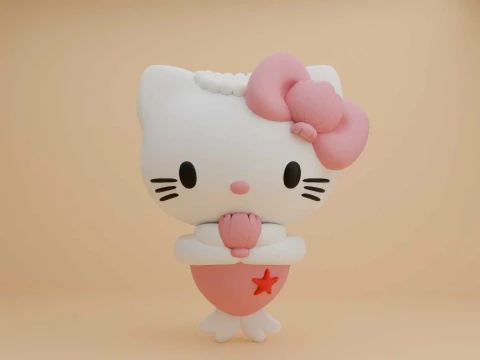 Sanrio kat Hallo Kitty en Marmaid kostuum 3D printmodel