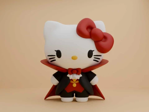 Sanrio kat Hallo Kitty vampier voor Halloween-decor 3D printmodel