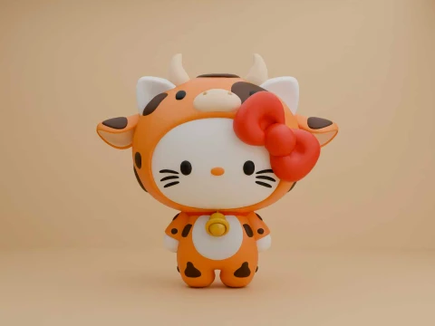Sanrio katten hallo kitty en koe kostuum 3D printmodel