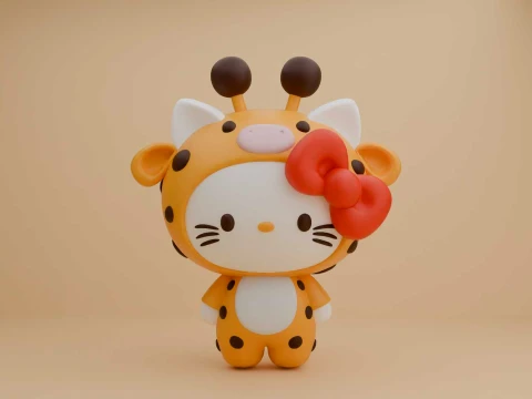 Sanrio katten hello kitty en giraffe kostuum 3D printmodel