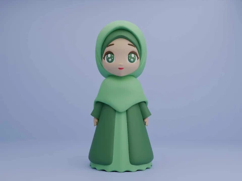 Muslim hijab girl 3D Print Model