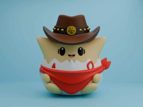 神奇宝贝 togepi 牛仔图 3D 打印模型