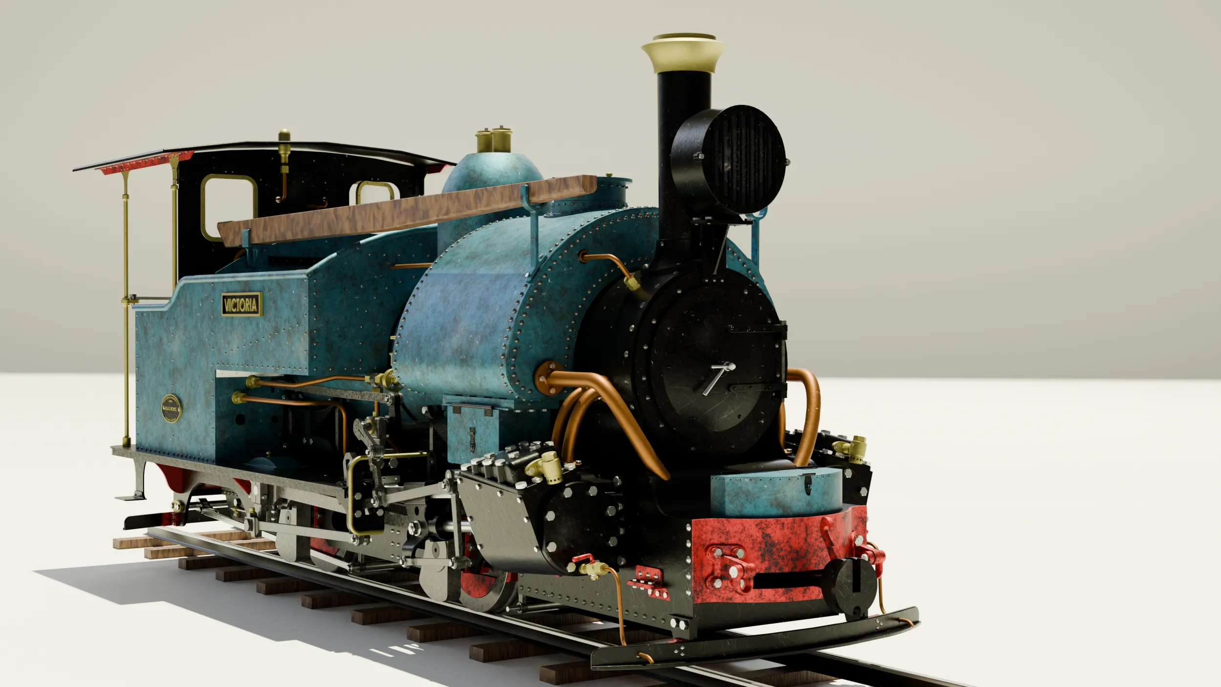 Steam engine 3D Model .c4d .max .obj .3ds .fbx .stl .blend 