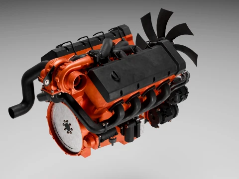 Detailed V8 Engine Modello 3D