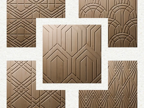 Luxury Art Deco Seamless 3D Wall Panel Pack of 5 Modelo 3D