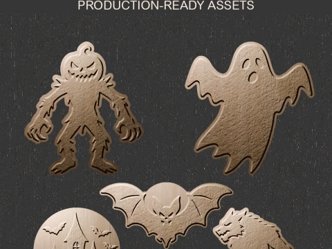 Halloween Series 3D Relief Wall Art Bundle Pack of 26 Model 3D