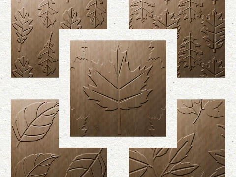 Autumn Leaves Botanical Seamless 3D Wall Panel Pack of 5 3D Model