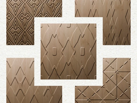 Rhombus Minimalist Modernist Seamless 3D Wall Panel Pack of 5 3D Model