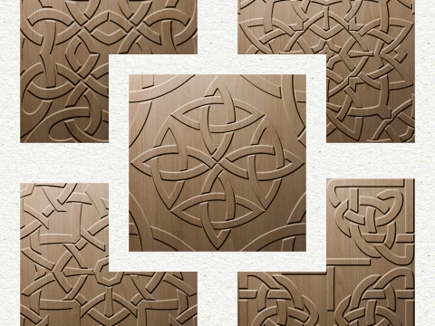 Celtic Knotwork Medieval Seamless 3D Wall Panel Pack of 5 3D Model