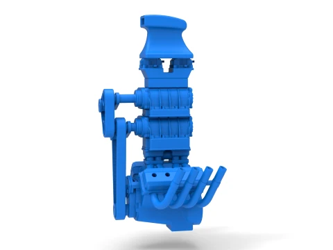 Engine V8 with double supercharger Version 8 Scale 1 to 25 3D Принт Модель