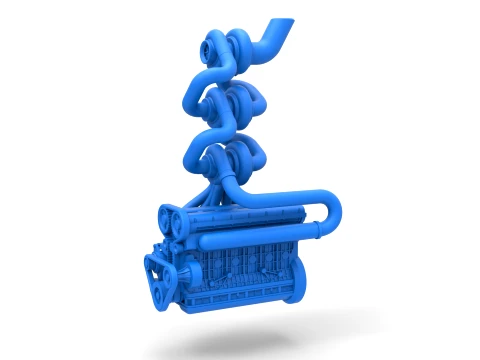 Triple Turbo straight-six engine Scale 1 to 25 3D Print Model