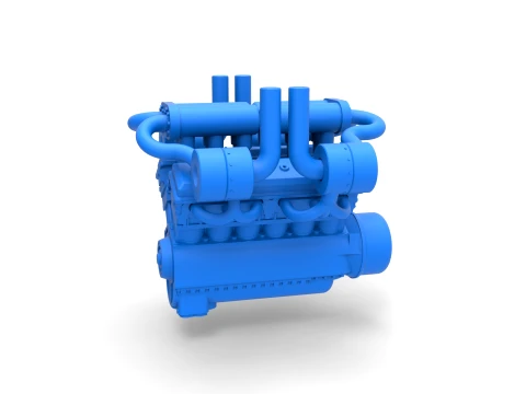 Turbo engine V12 for pulling tractor 3 Scale 1 to 25 3D Baskı Modeli