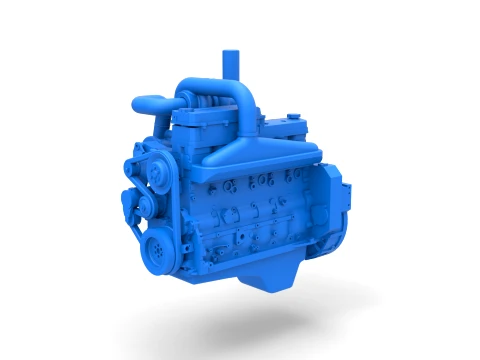 Twin Turbo straight-six engine for semi truck Scale 1 to 25 3D Print Model