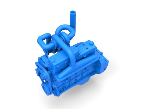 Twin Turbo straight-six engine for semi truck Scale 1 to 25 3D Print Model