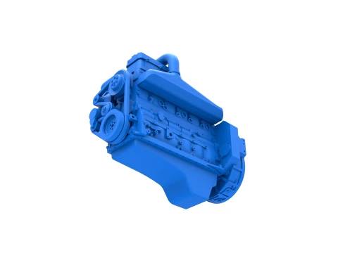 Twin Turbo straight-six engine for semi truck Scale 1 to 25 3D Print Model