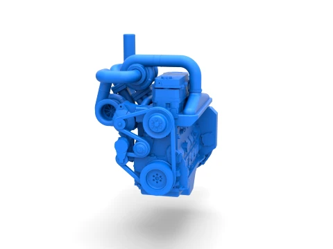 Twin Turbo straight-six engine for semi truck Scale 1 to 25 3D Print Model