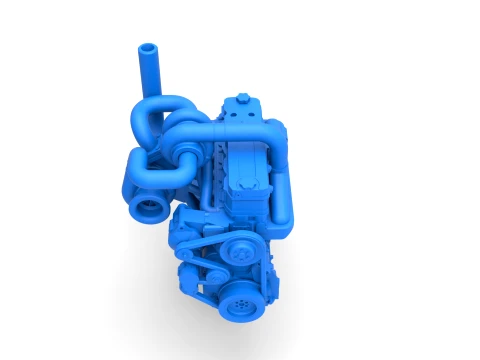 Twin Turbo straight-six engine for semi truck Scale 1 to 25 3D Print Model