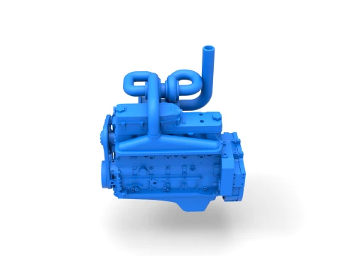 Twin Turbo straight-six engine for semi truck Scale 1 to 25 3D Print Model