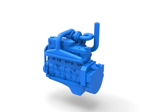 Twin Turbo straight-six engine for semi truck Scale 1 to 25 3D Print Model