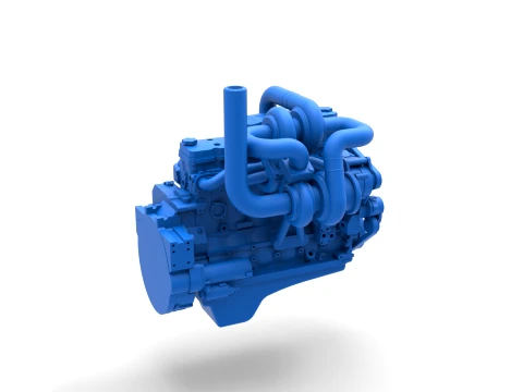 Twin Turbo straight-six engine for semi truck Scale 1 to 25 3D Print Model