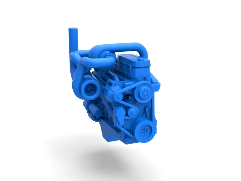 Twin Turbo straight-six engine for semi truck Scale 1 to 25 3D Print Model
