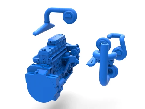 Twin Turbo straight-six engine for semi truck Scale 1 to 25 3D Print Model